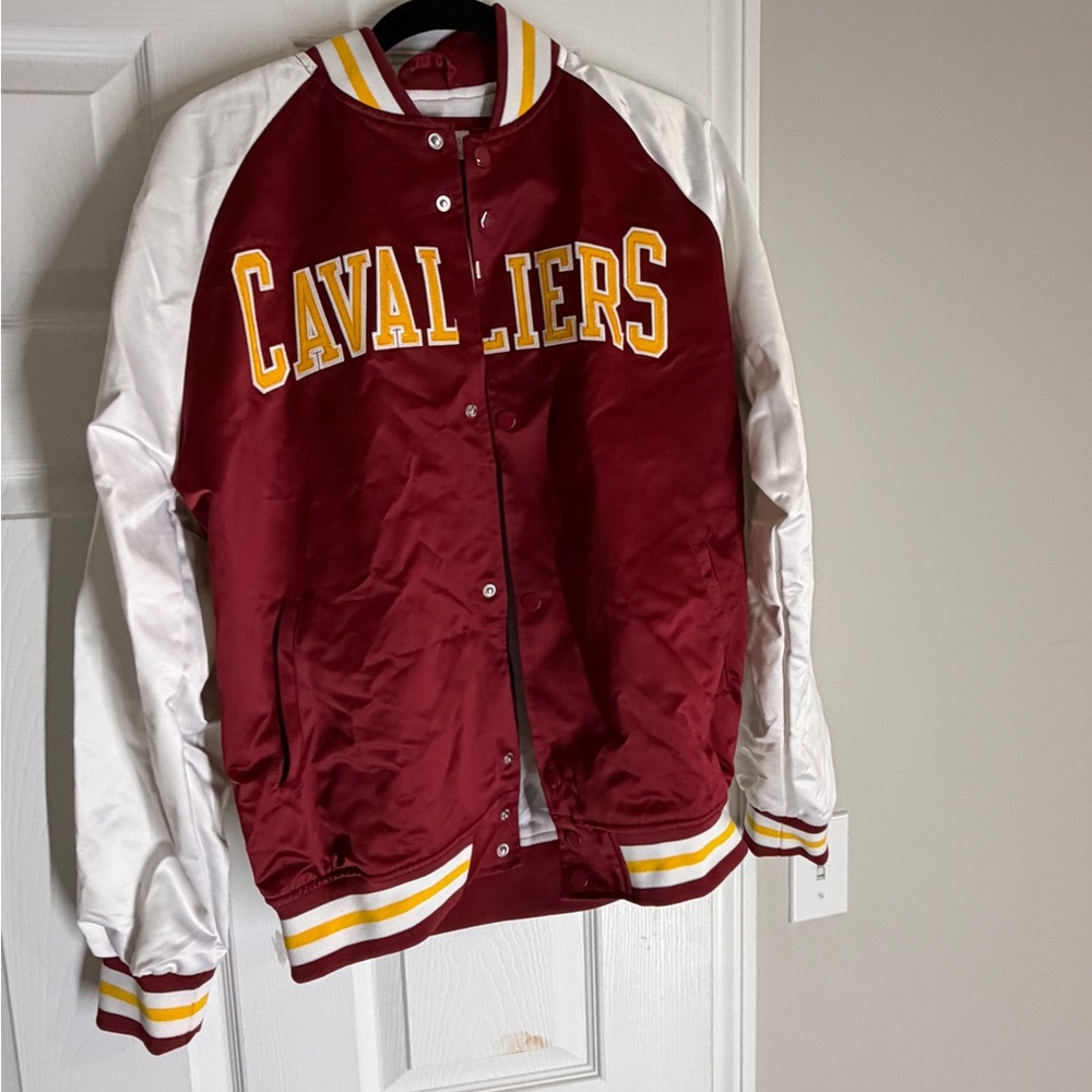 Mitchell & Ness Cavaliers Satin Bomber - Maroon, White & Yellow